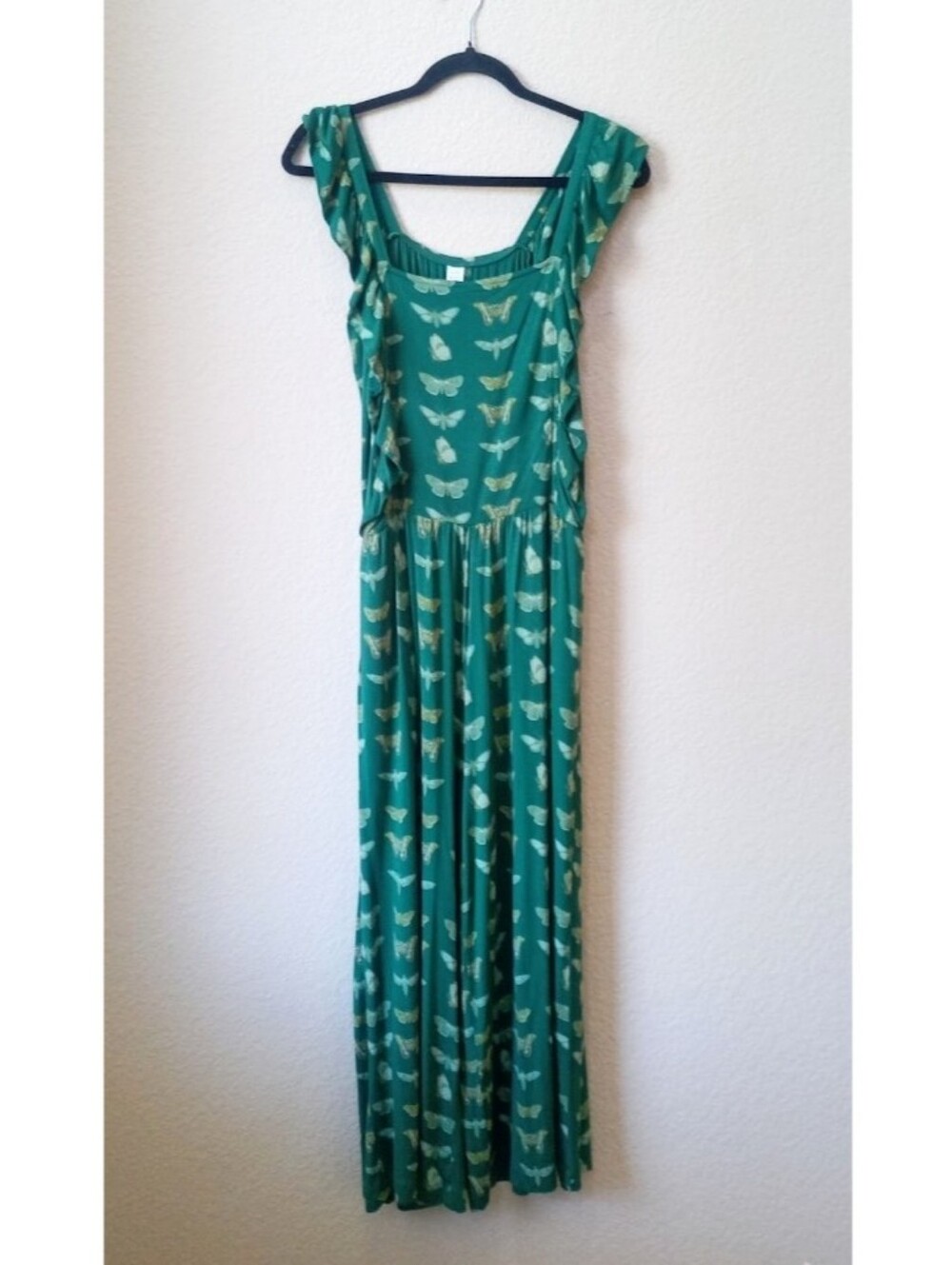 Kate Quinn butterfly and moth print ruffled shoulder straps jumpsuit